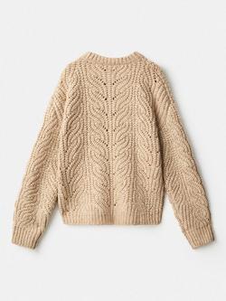 Mango Kids' Maple Chunky Knit Jumper, Medium Brown - view 2, Medium Brown