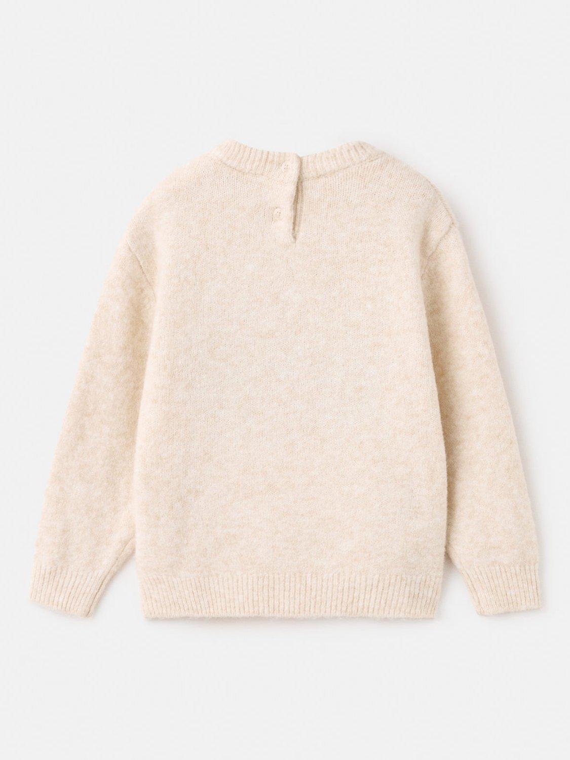 Product image 2 of 4, which shows Mango Kids' Knitted Crew Neck Squirrel Jumper, Light Beige, 3-4 years