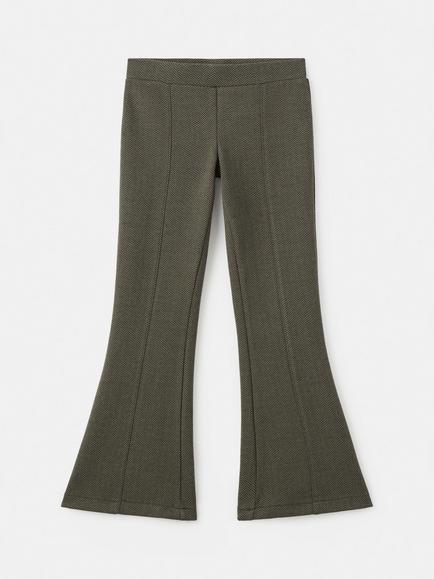 Mango Kids' Oli Cotton Blend Flared Leggings, Khaki, Khaki