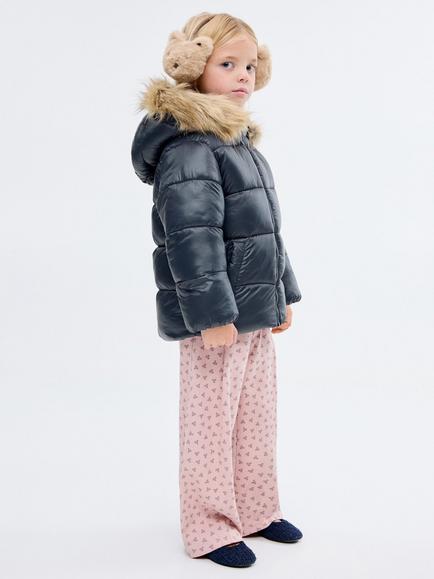 Mango Kids' Ciniab Quilted Hooded Coat, Navy - view 2, Navy