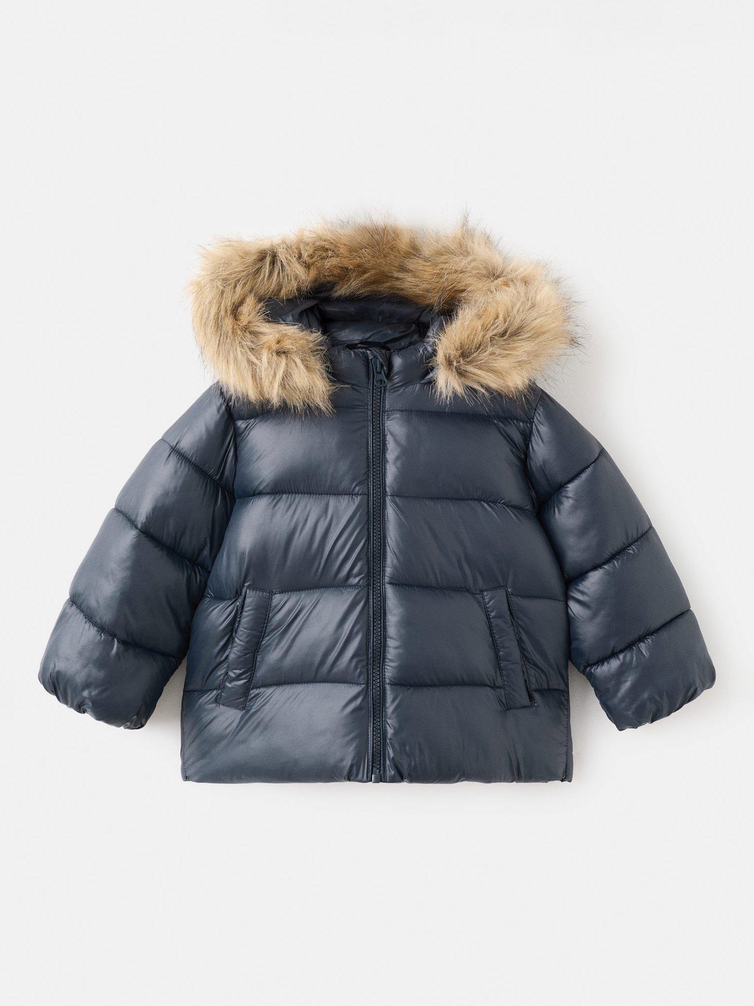 Product image 3 of 7, which shows Mango Kids' Ciniab Quilted Hooded Coat, Navy, 12-18 months