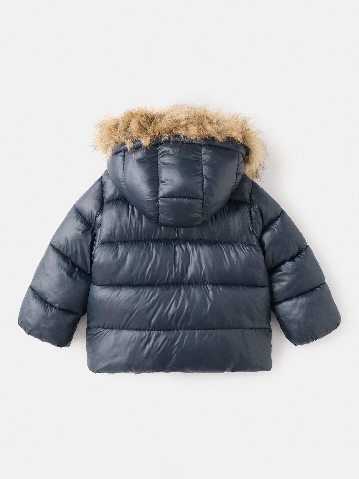 Product image 4 of 7, which shows Mango Kids' Ciniab Quilted Hooded Coat, Navy, 12-18 months