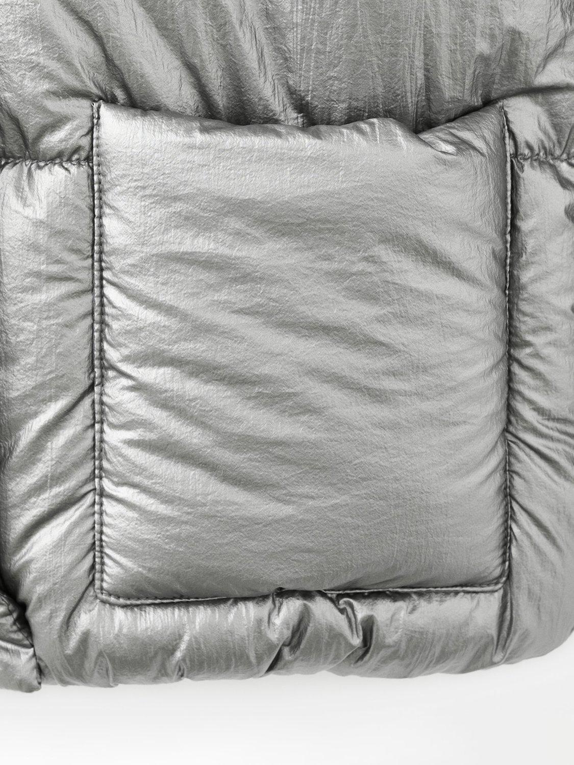 Product image 5 of 7, which shows Mango Kids' Plati Metallic Quilted Jacket, Silver, 12-18 months
