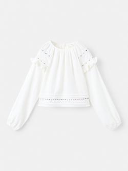 Mango Kids' Becca Cotton Ruffle Blouse, Natural White - view 2, Natural White