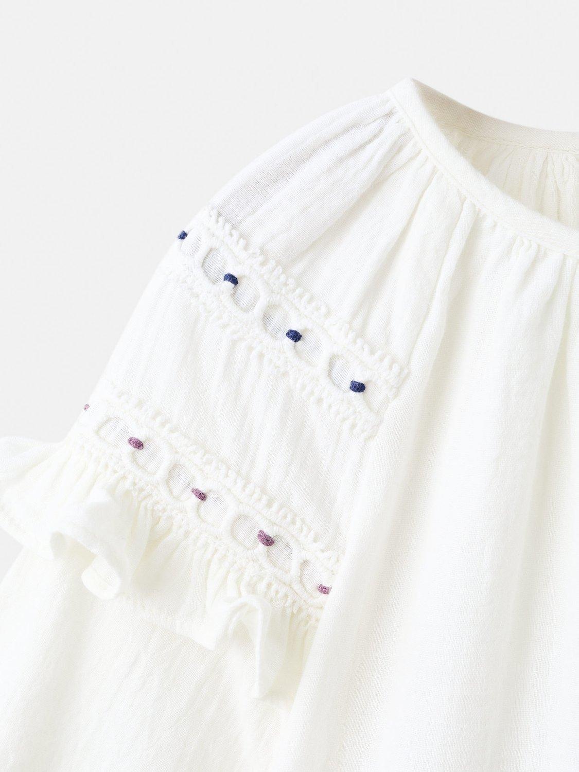 Product image 5 of 5, which shows Mango Kids' Becca Cotton Ruffle Blouse, Natural White, 8 years