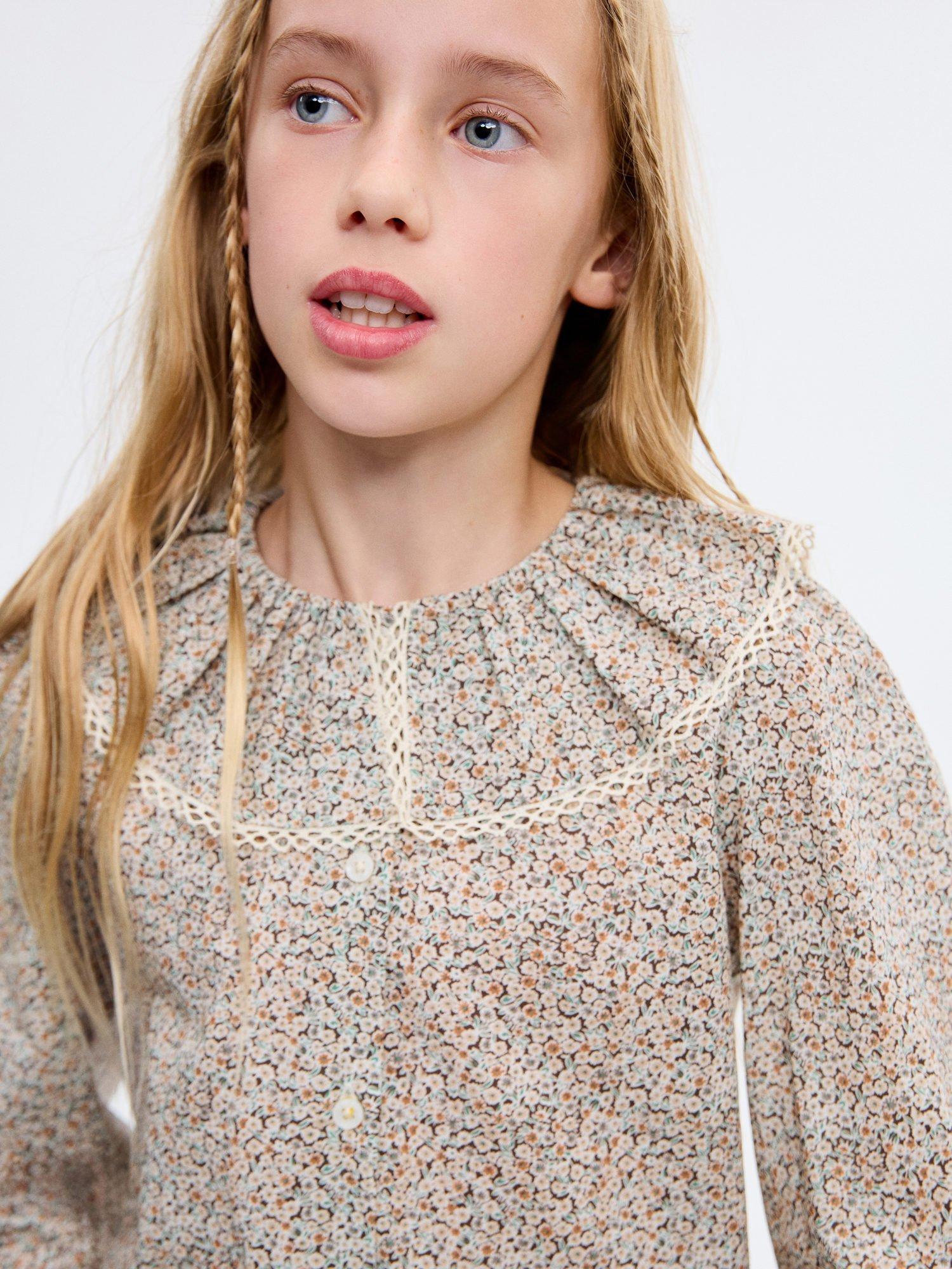 Product image 6 of 8, which shows Mango Kids' Hazel Blouse, Bright Green, 6 years