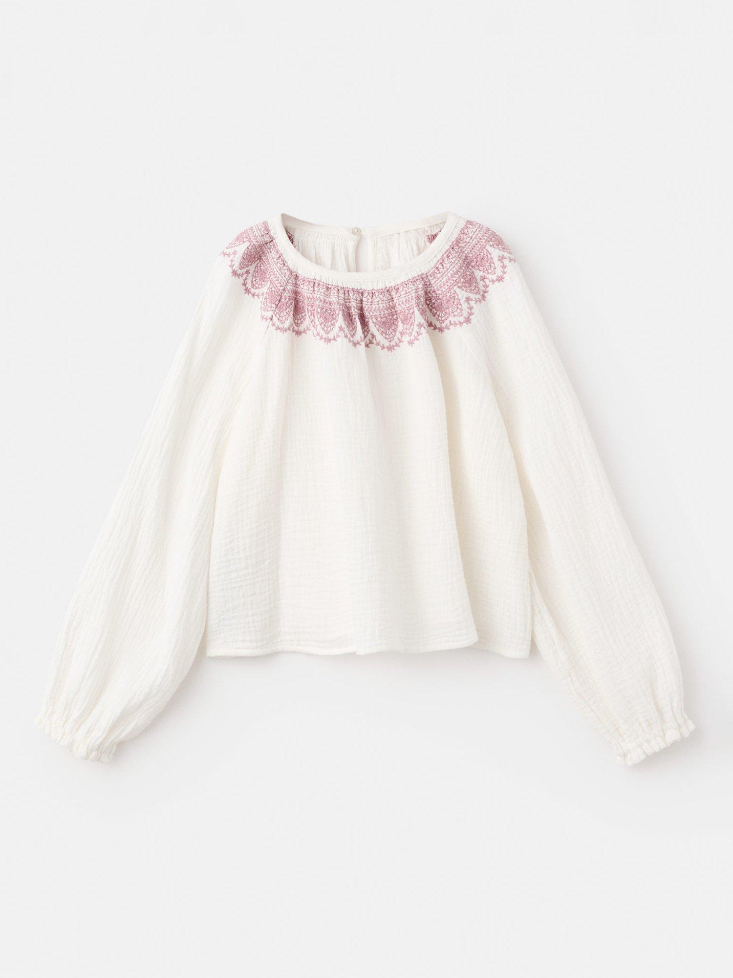 Product image 1 of 4, which shows Mango Kids' Mariela Blouse, Natural White, 9 years