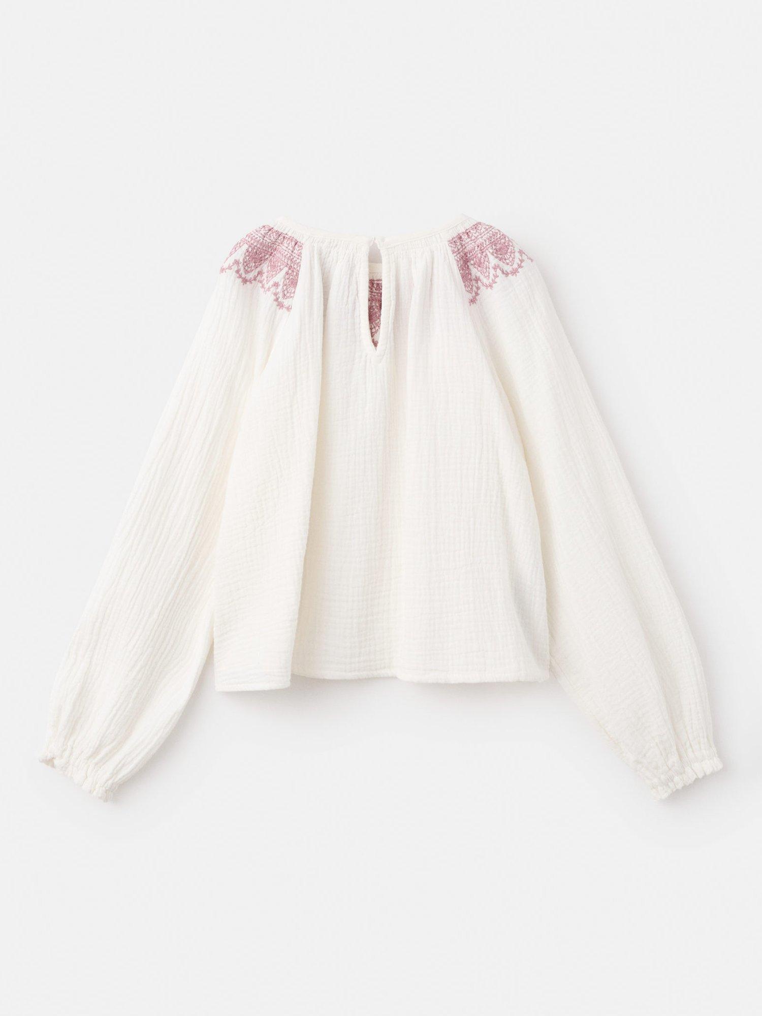 Product image 2 of 4, which shows Mango Kids' Mariela Blouse, Natural White, 9 years