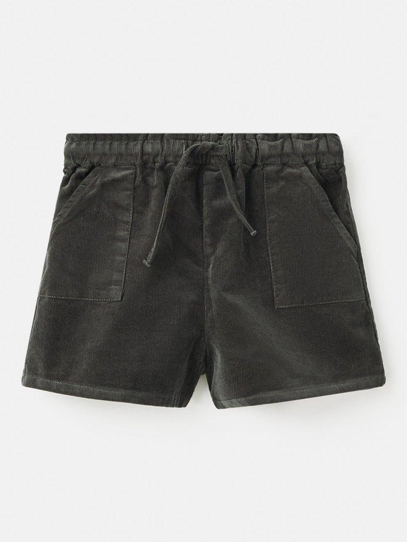 Product image 2 of 5, which shows Mango Kids' Bosque Corduroy Drawstring Shorts, Dark Green, 12-18 months