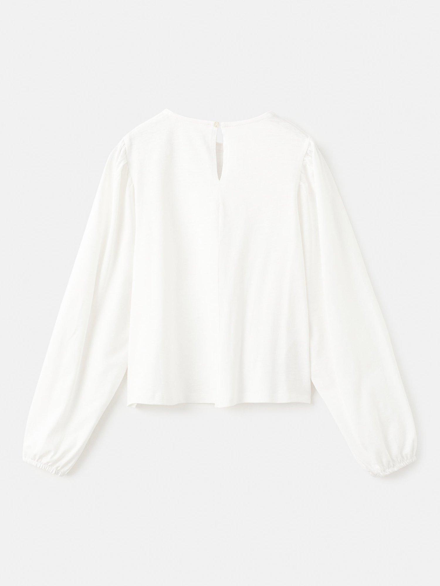 Product image 2 of 4, which shows Mango Kids' Can Floral Top, Natural White, 7-8 years