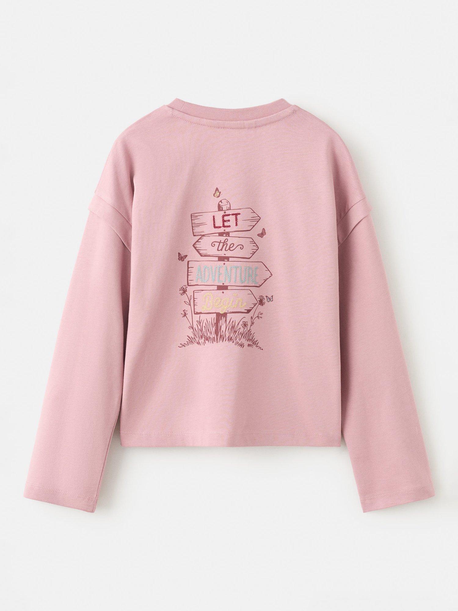 Product image 2 of 4, which shows Mango Kids' Slogan Top, Pink, 5-6 years