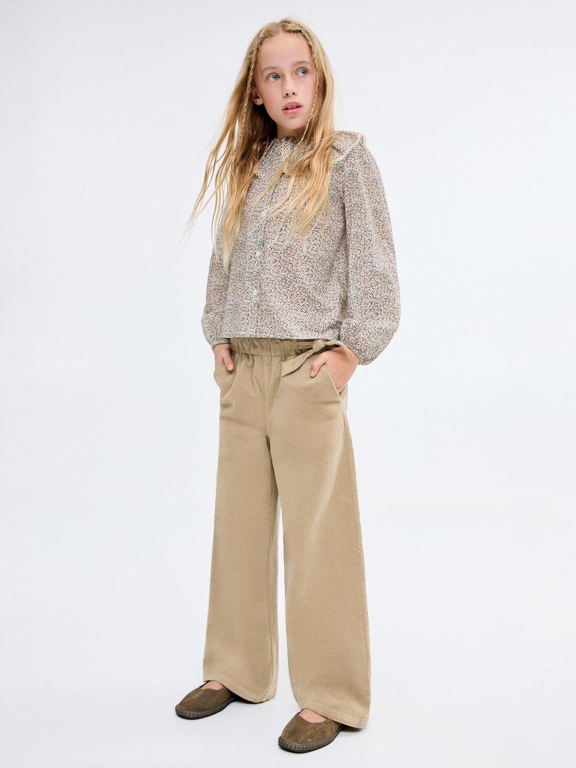Product image 1 of 11, which shows Mango Kids' Mafalda Trousers, Medium Brown, 11-12 years