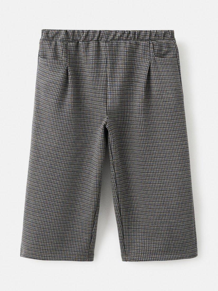 Product image 3 of 6, which shows Mango Kids' Cuadri Dogtooth Trousers, Brown, 12-18 months