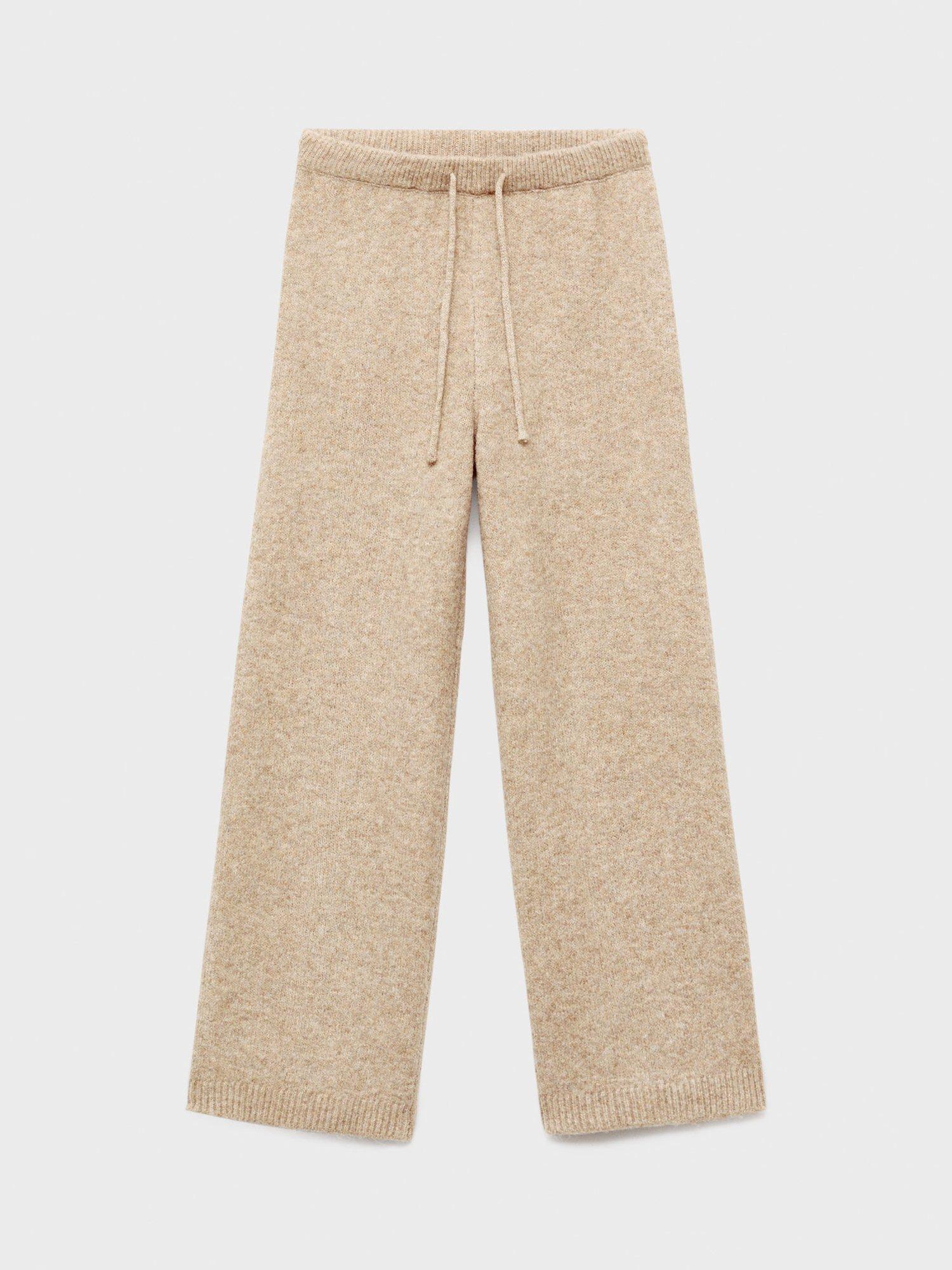 Product image 1 of 4, which shows Mango Kids' Haleyp Knitted Drawstring Trousers, Medium Brown, 9-10 years