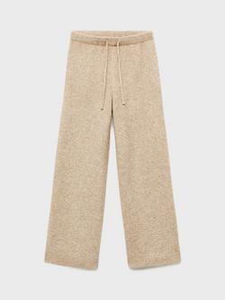Mango Kids' Haleyp Knitted Drawstring Trousers, Medium Brown, Medium Brown