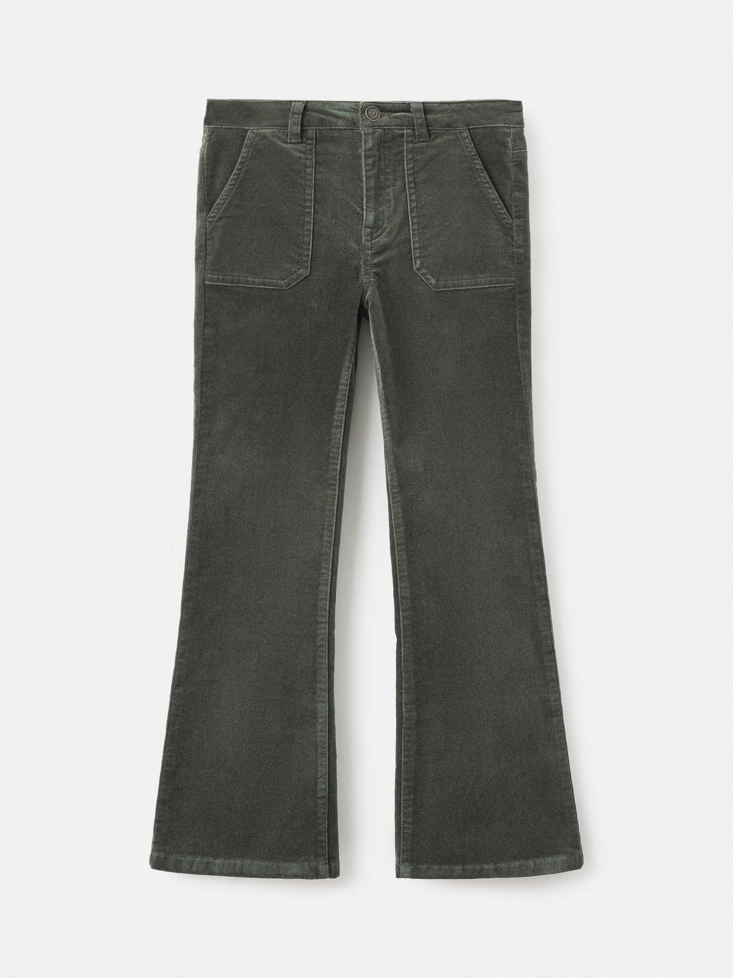 Product image 2 of 5, which shows Mango Kids' Velve Cotton Flared Trousers, Beige/Khaki, 10 years