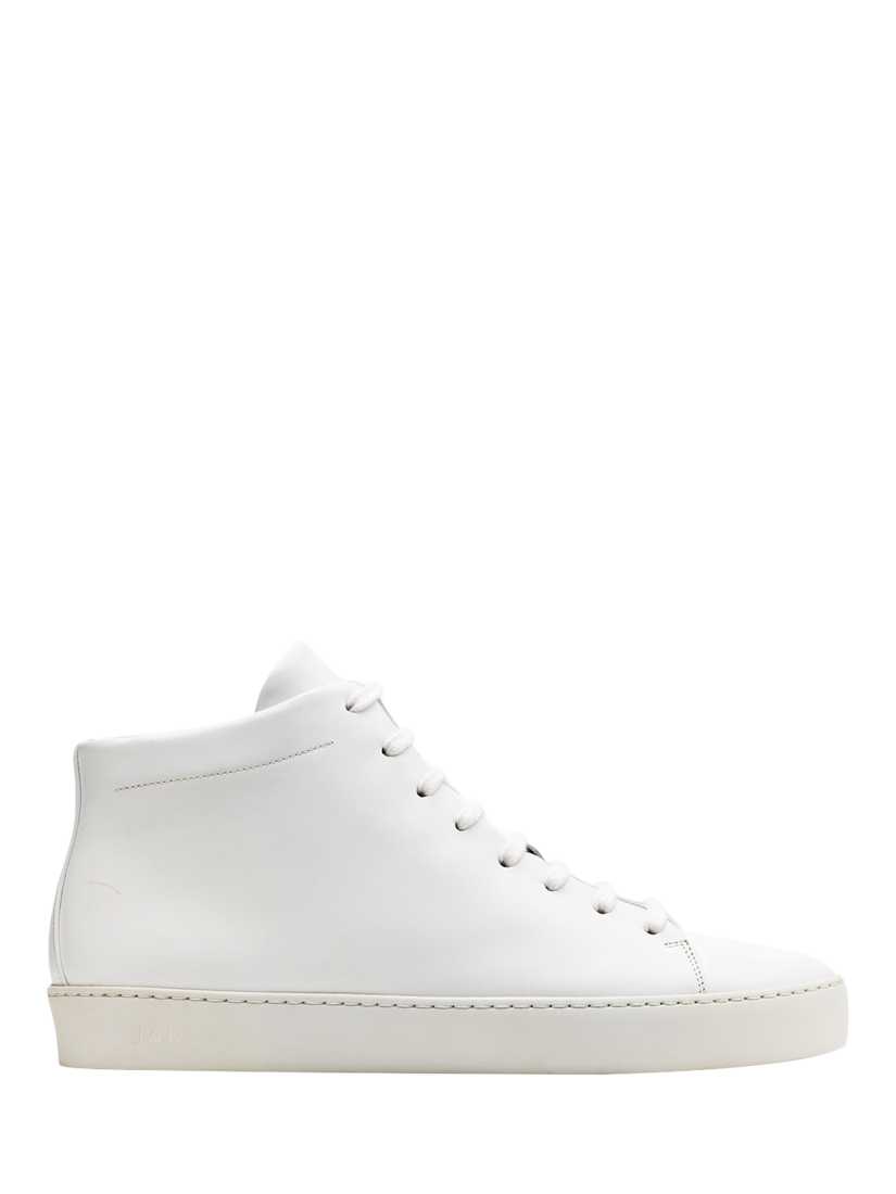Product image 1 of 4, which shows JAK Royal Leather Hi-Top Trainers, White, EU40