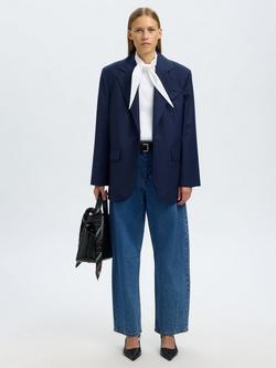 Selected Barrel Leg Loose Fit Jeans, Blue, Blue