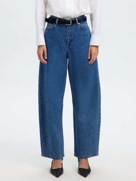 Selected Barrel Leg Loose Fit Jeans, Blue - view 2, Blue