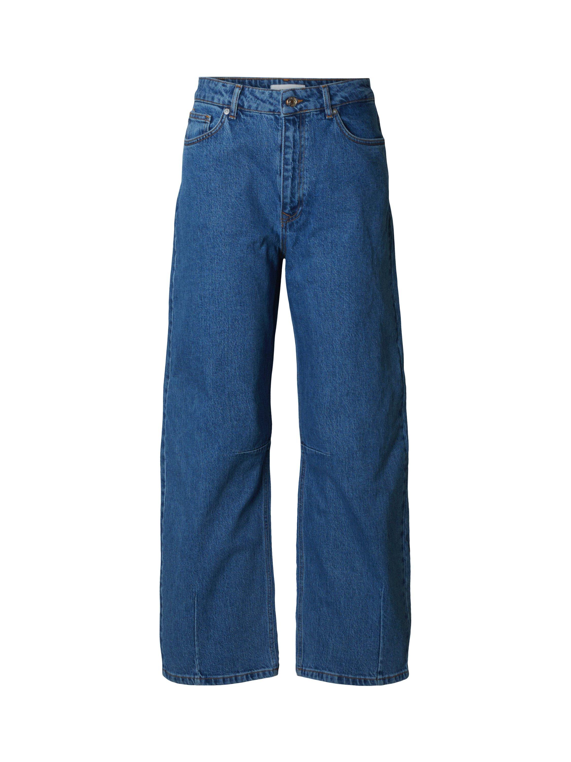Product image 4 of 6, which shows Selected Barrel Leg Loose Fit Jeans, Blue, 26