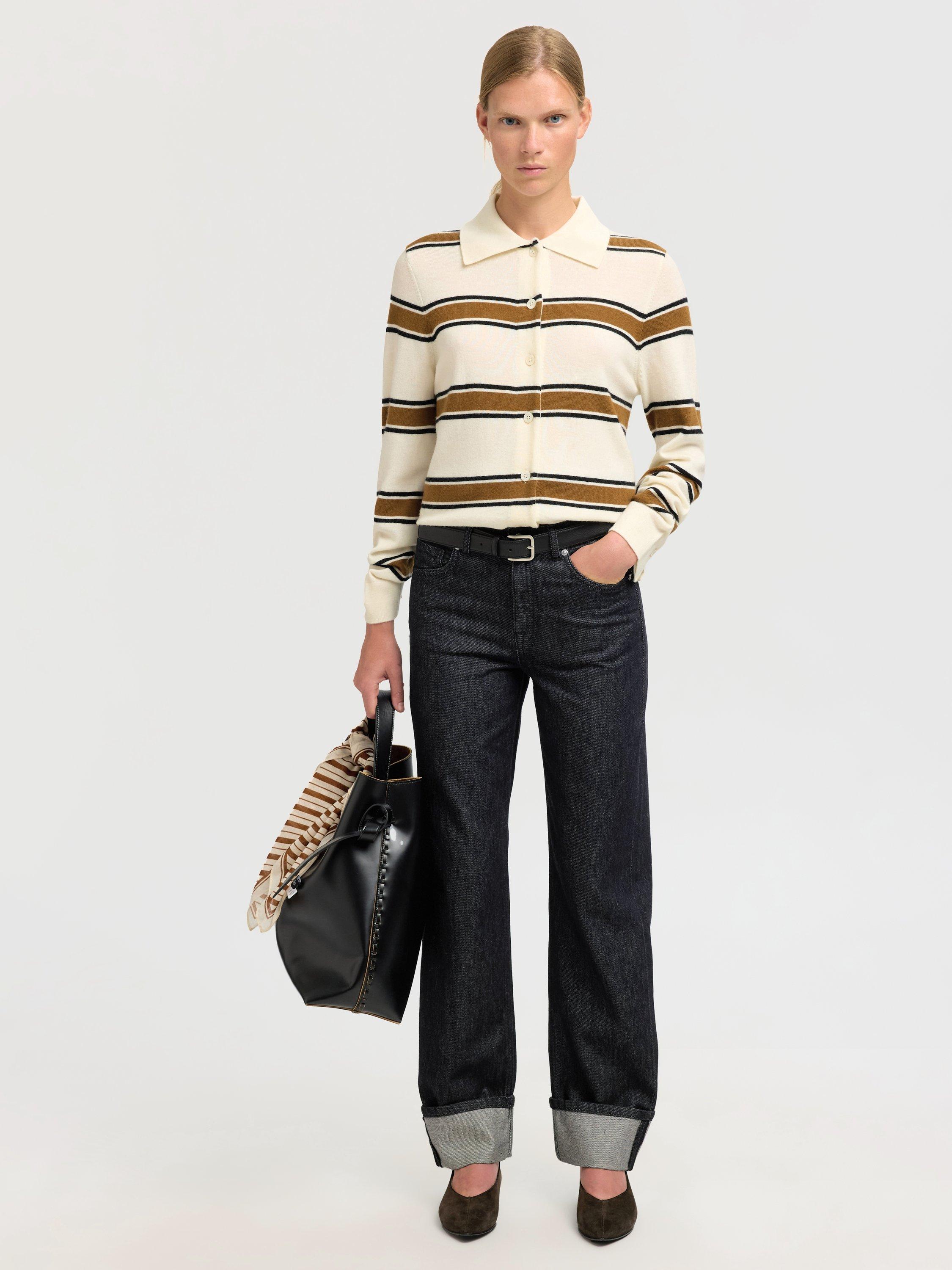 Product image 4 of 6, which shows Selected Straight Leg Fold Up Hem Jeans, Black Denim, 26