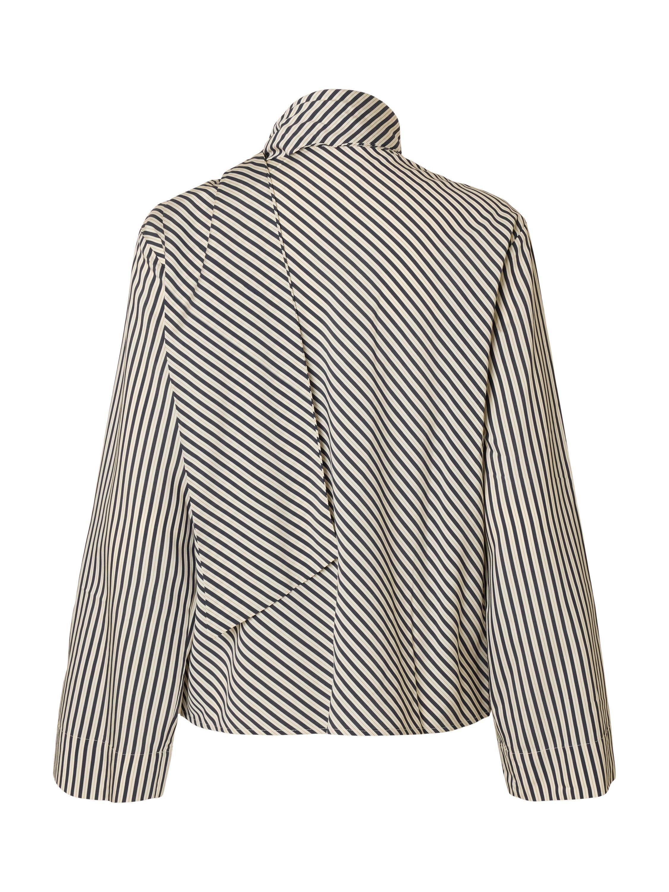 Product image 7 of 7, which shows Selected Charlotte Stripe Scarf Detail Top, White/Grey, 34