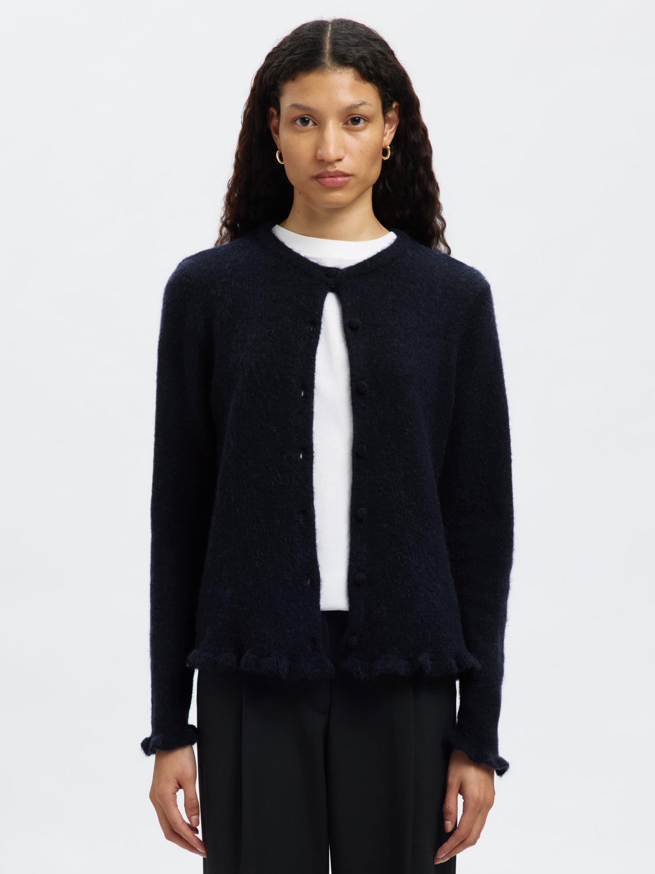 Product image 1 of 6, which shows Selected Lulu Cardigan with Wool, Dark Sapphire Mel, XS