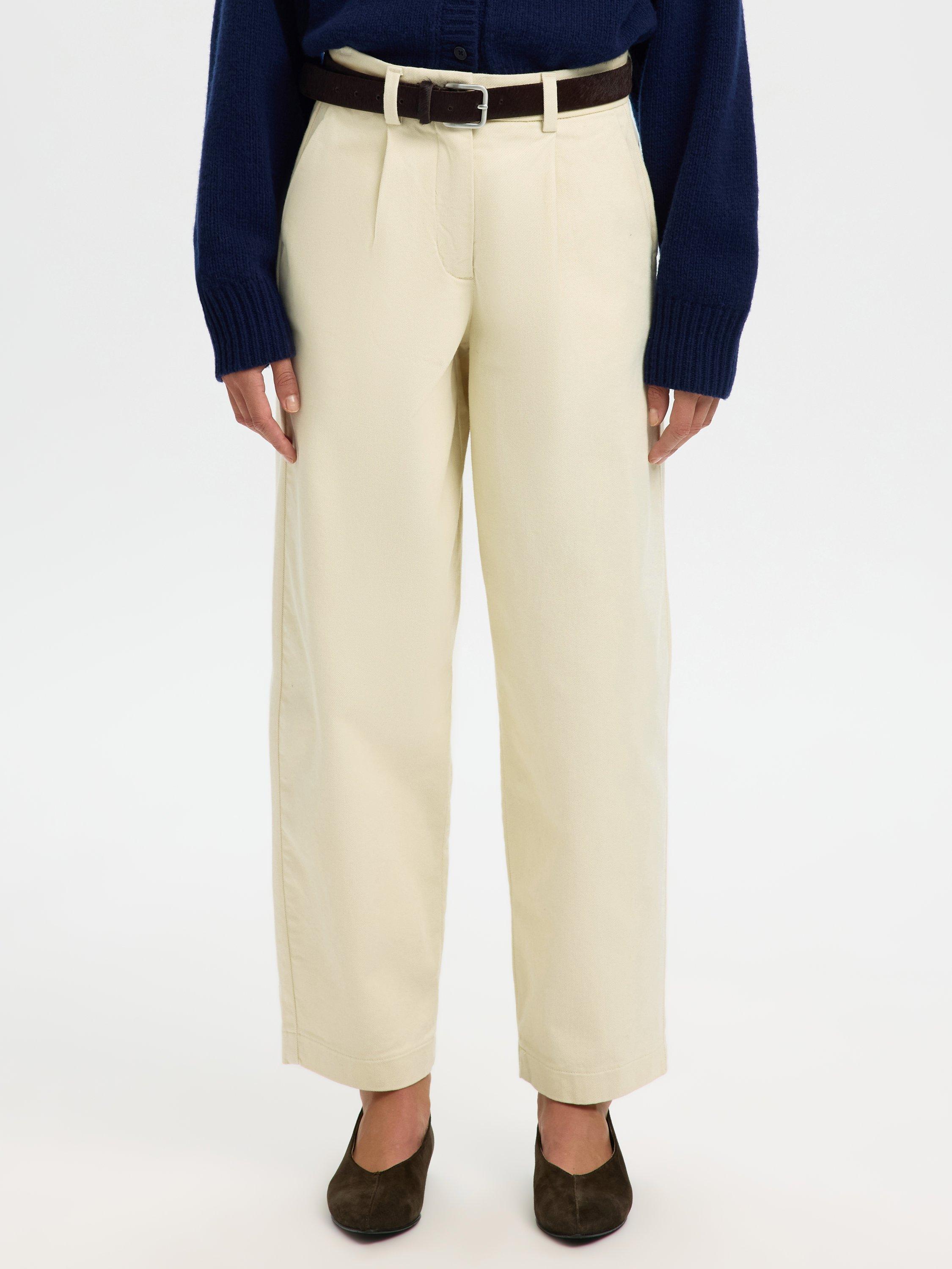 Product image 3 of 5, which shows Selected Barrel Leg Tailored Chinos, Cream, 34