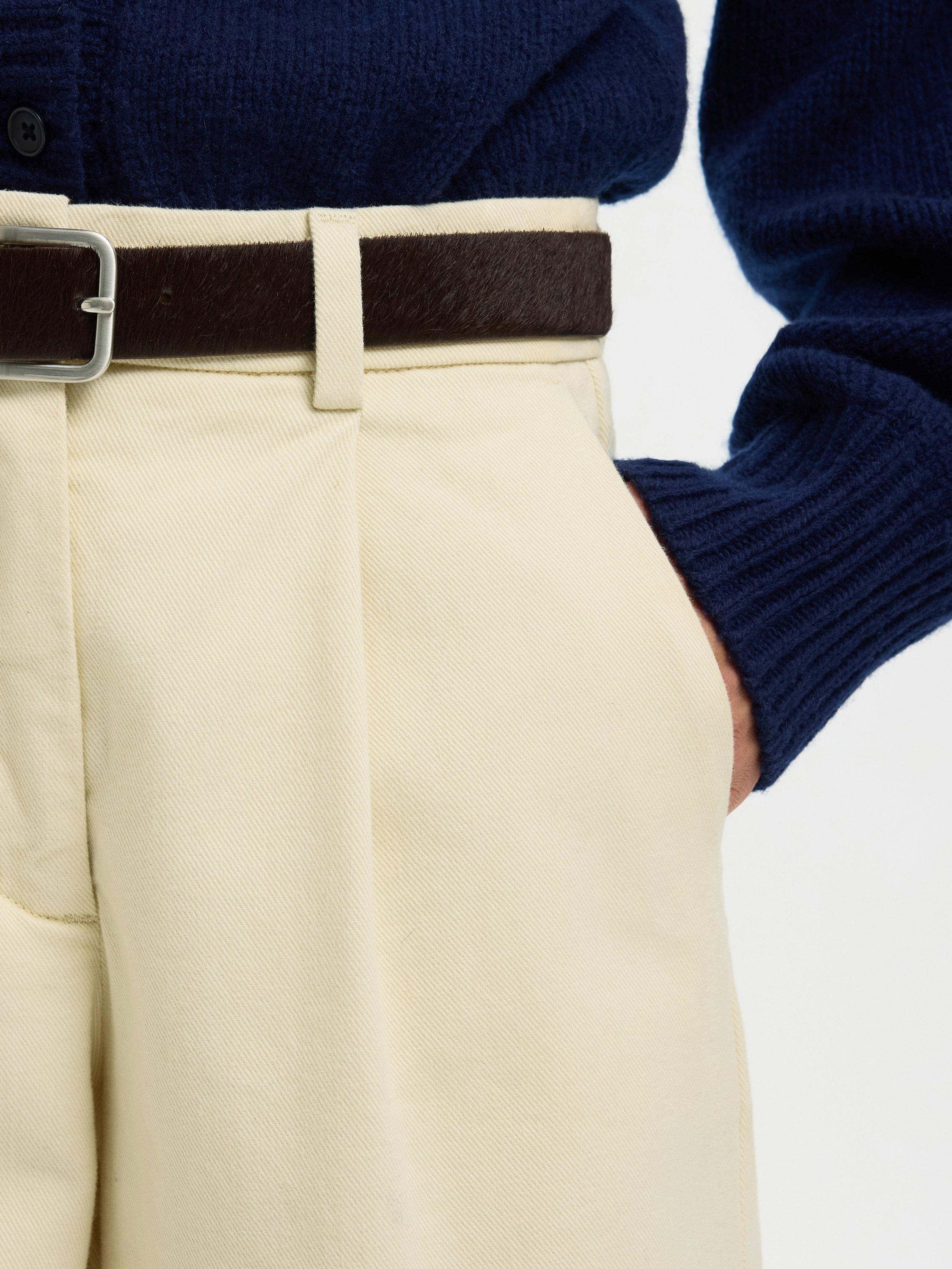 Product image 4 of 5, which shows Selected Barrel Leg Tailored Chinos, Cream, 34