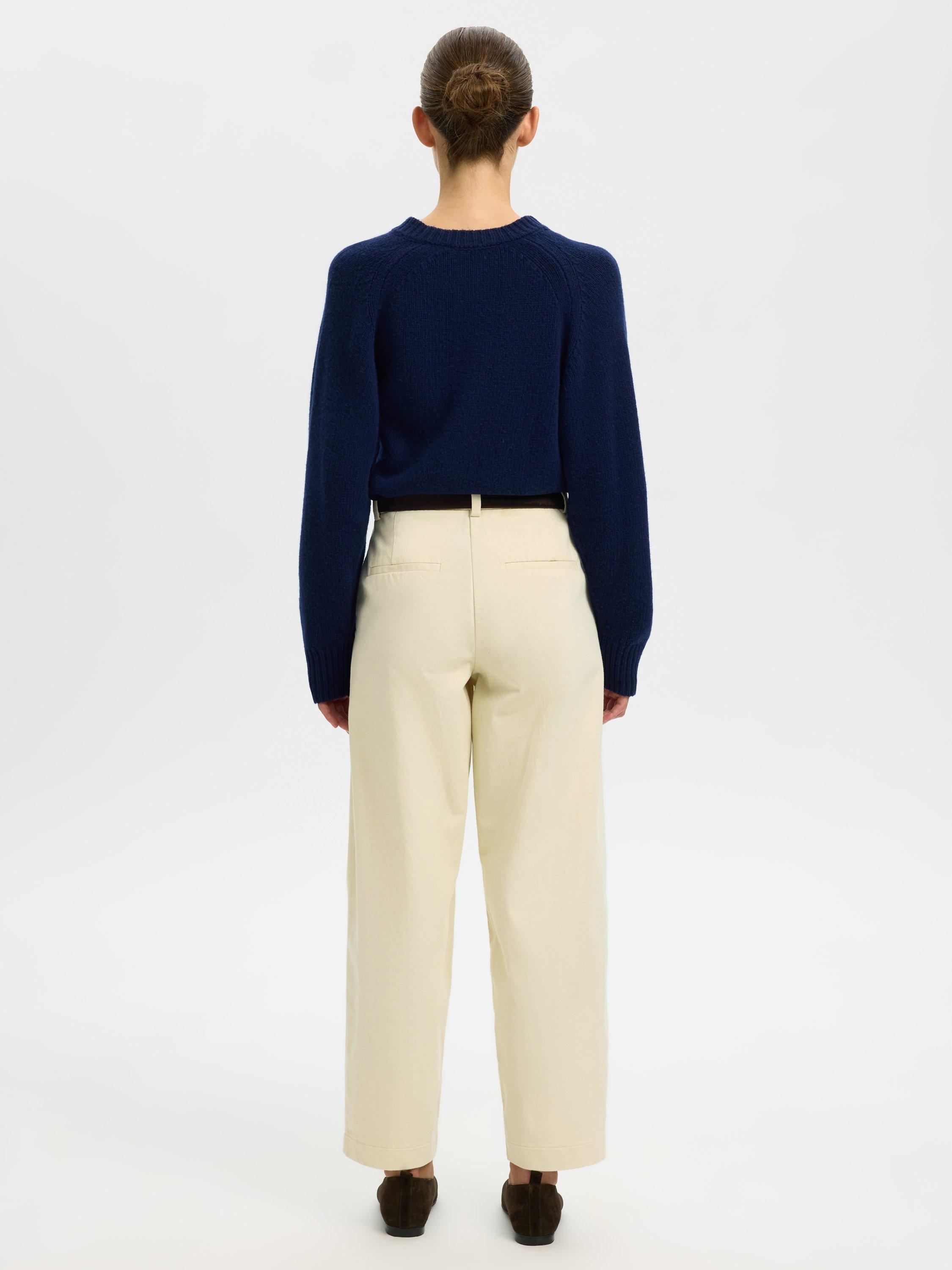 Product image 5 of 5, which shows Selected Barrel Leg Tailored Chinos, Cream, 34