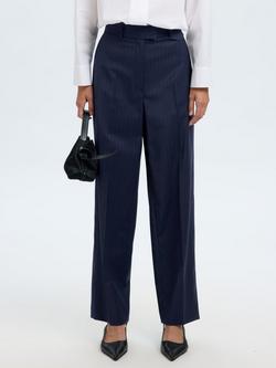 Selected Pinstripe Tailored Trousers, Navy - view 2, Navy