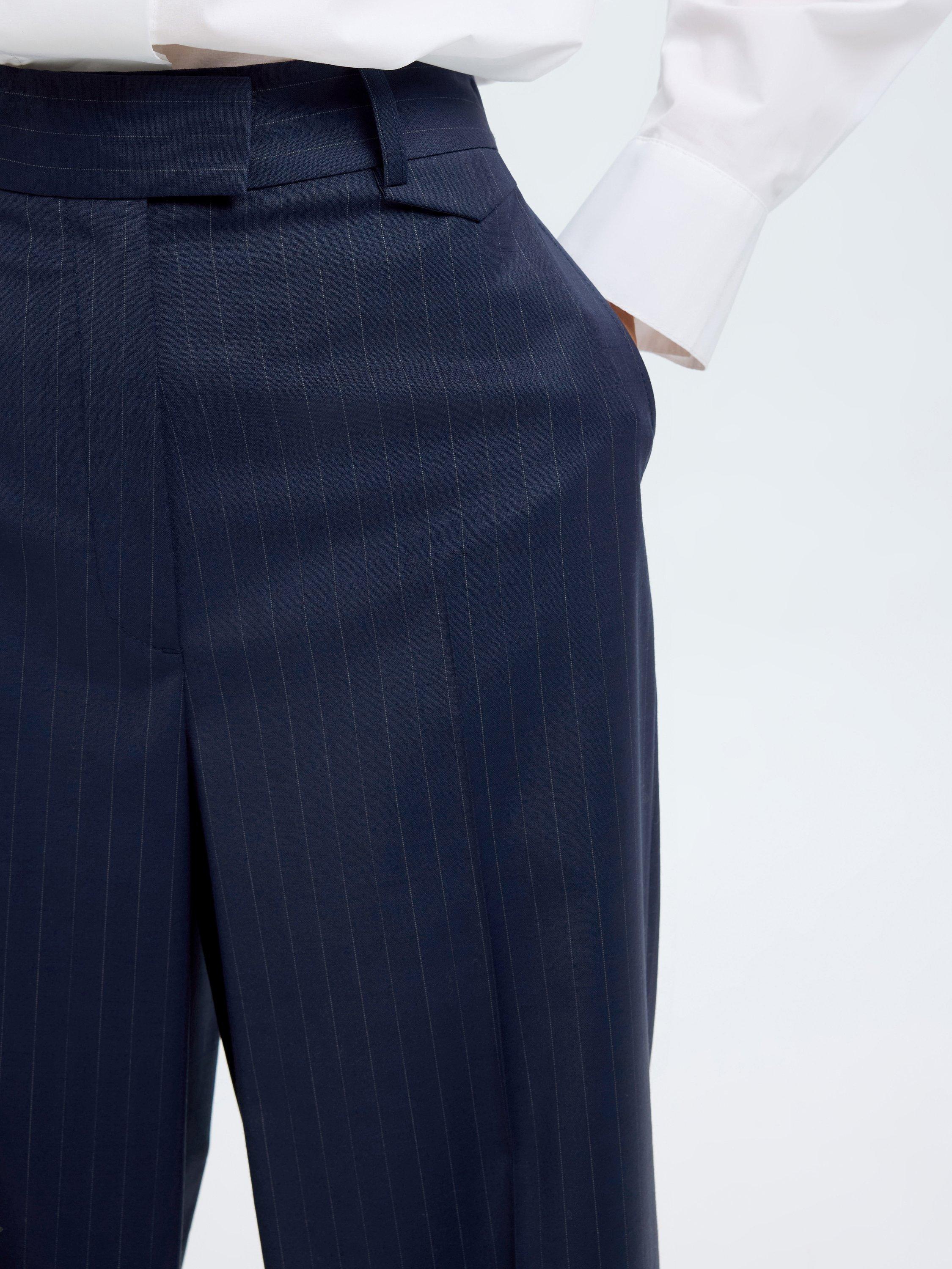 Product image 4 of 6, which shows Selected Pinstripe Tailored Trousers, Navy, 34