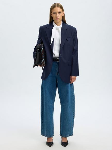 Selected Oversized Wool Blend Blazer, Navy, Navy