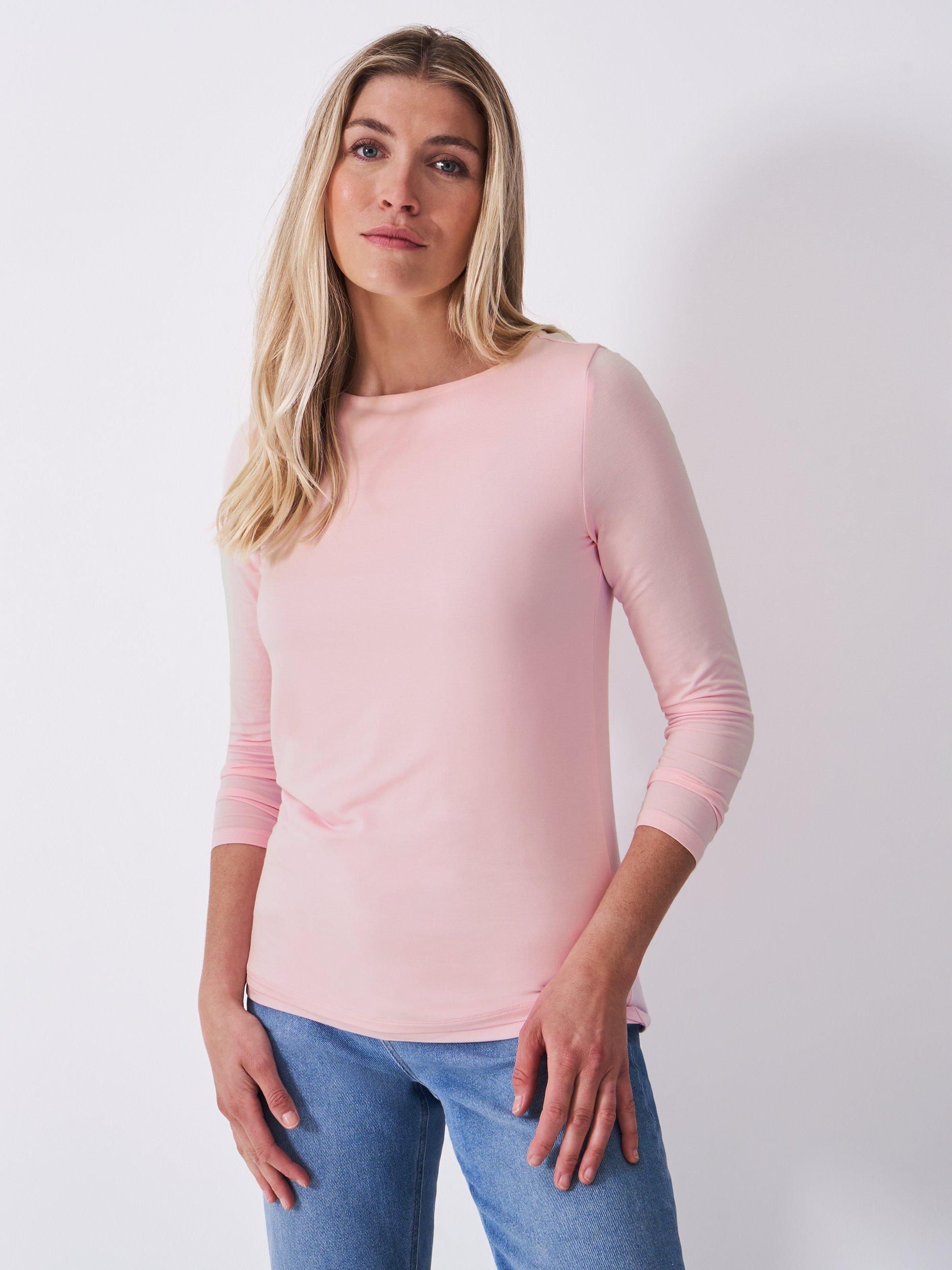 Product image 1 of 5, which shows Crew Clothing Jemma Boat Neck Top, Light Pink, 8
