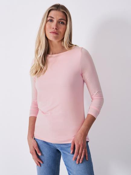 Crew Clothing Jemma Boat Neck Top, Light Pink