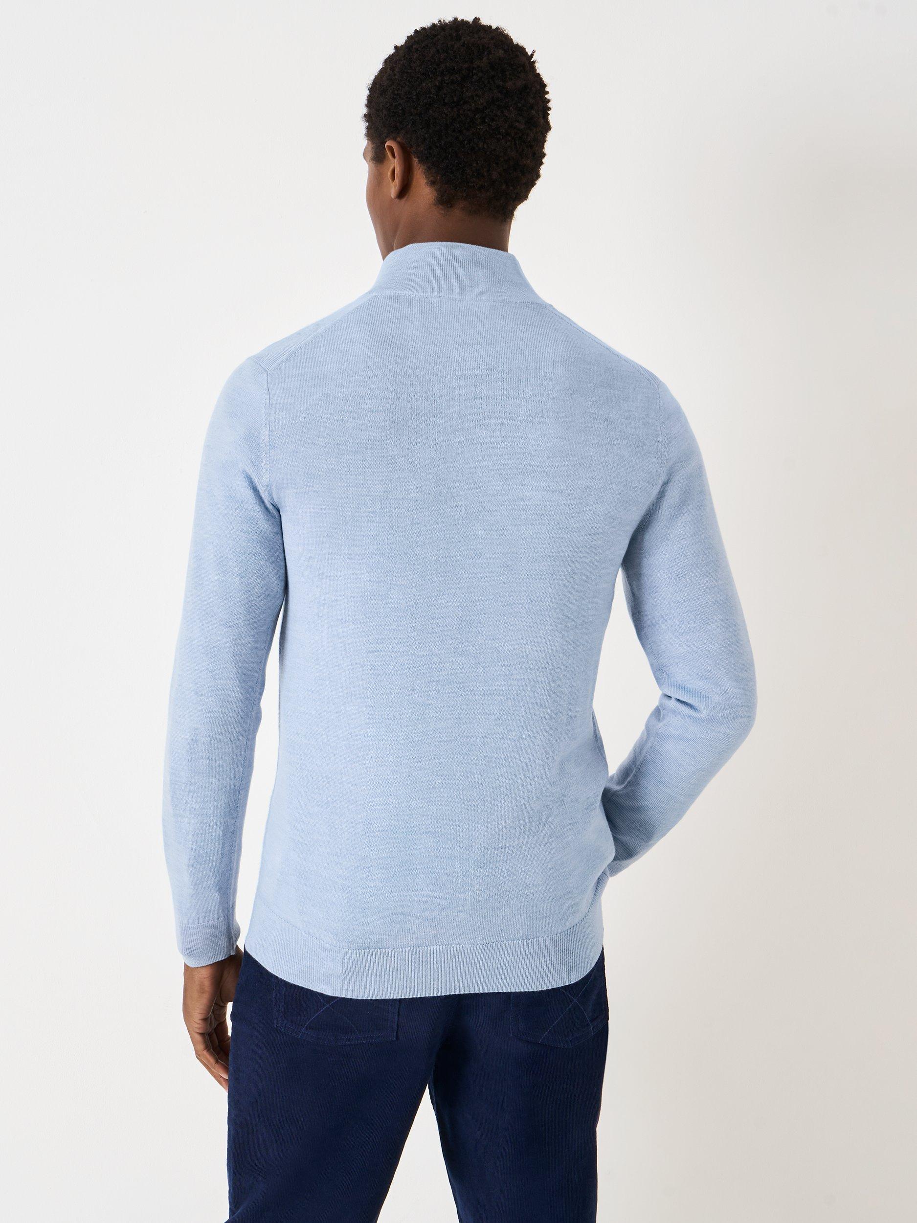 Product image 2 of 5, which shows Crew Clothing Merino Wool Half Zip Jumper, Light Blue, L