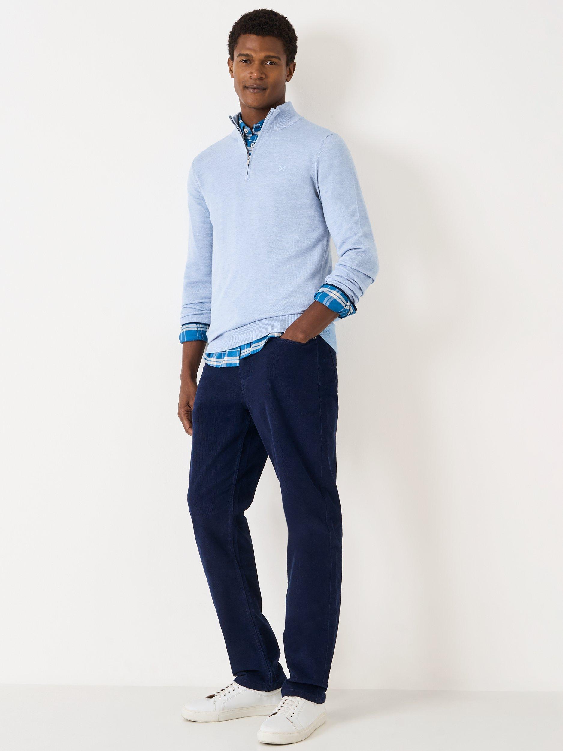 Product image 3 of 5, which shows Crew Clothing Merino Wool Half Zip Jumper, Light Blue, L