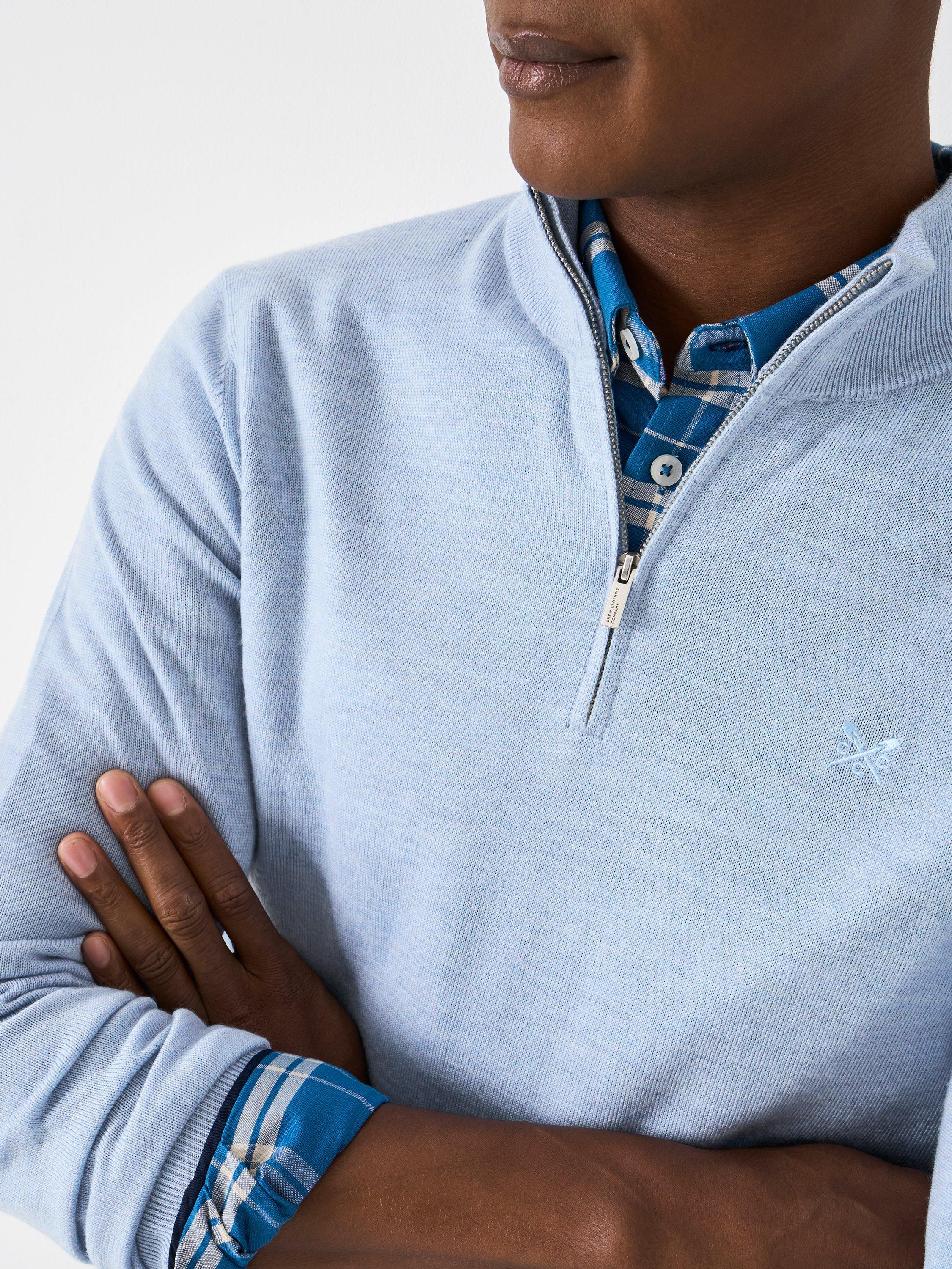 Product image 4 of 5, which shows Crew Clothing Merino Wool Half Zip Jumper, Light Blue, L