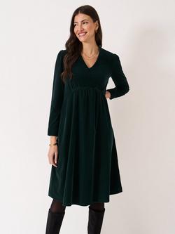 Crew Clothing Clara Velvet Midi Dress, Emerald Green, Emerald Green