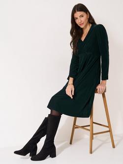 Crew Clothing Clara Velvet Midi Dress, Emerald Green - view 2, Emerald Green
