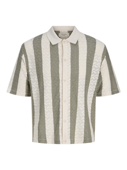 Jack and Jones Kids' Jortyler Vertical Stripe Knit Polo Shirt, Seasalt/Seagrass, Seasalt/Seagrass