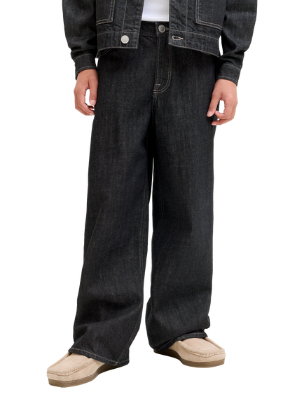 Jack & Jones Kids' JJIDAVE Wide Fit Baggy Jeans, Blue Denim, Blue Denim