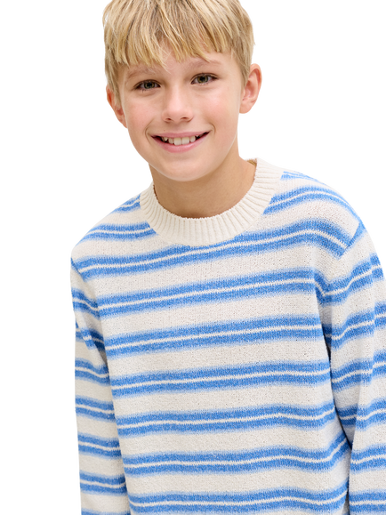 Jack & Jones Kids' Jornanttuck Knit Jumper, Seasalt/Marina - view 2, Seasalt/Marina