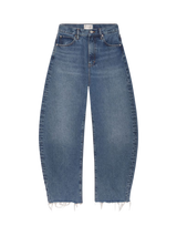 FRAME The Bubble Barrel Leg Cropped Jeans, Rapture New Fray
