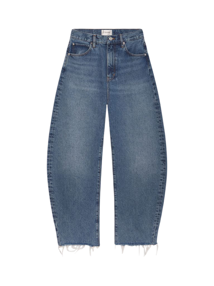 FRAME The Bubble Barrel Leg Cropped Jeans, Rapture New Fray, Rapture New Fray