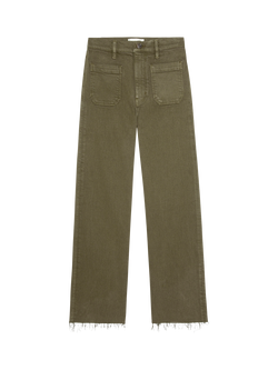 FRAME The Anchor Raw Hem Trousers, Khaki, Khaki