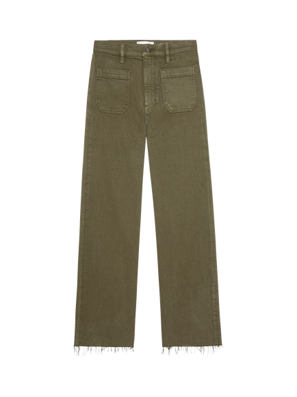 FRAME The Anchor Raw Hem Trousers, Khaki, Khaki