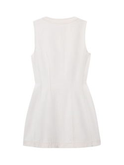 FRAME Patch Pocket Denim Mini Dress, Cream - view 2, Cream