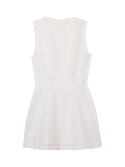 FRAME Patch Pocket Denim Mini Dress, Cream - view 2, Cream