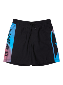 Quiksilver Kids' Volley Logo Swim Shorts, Black Holmes, Black Holmes